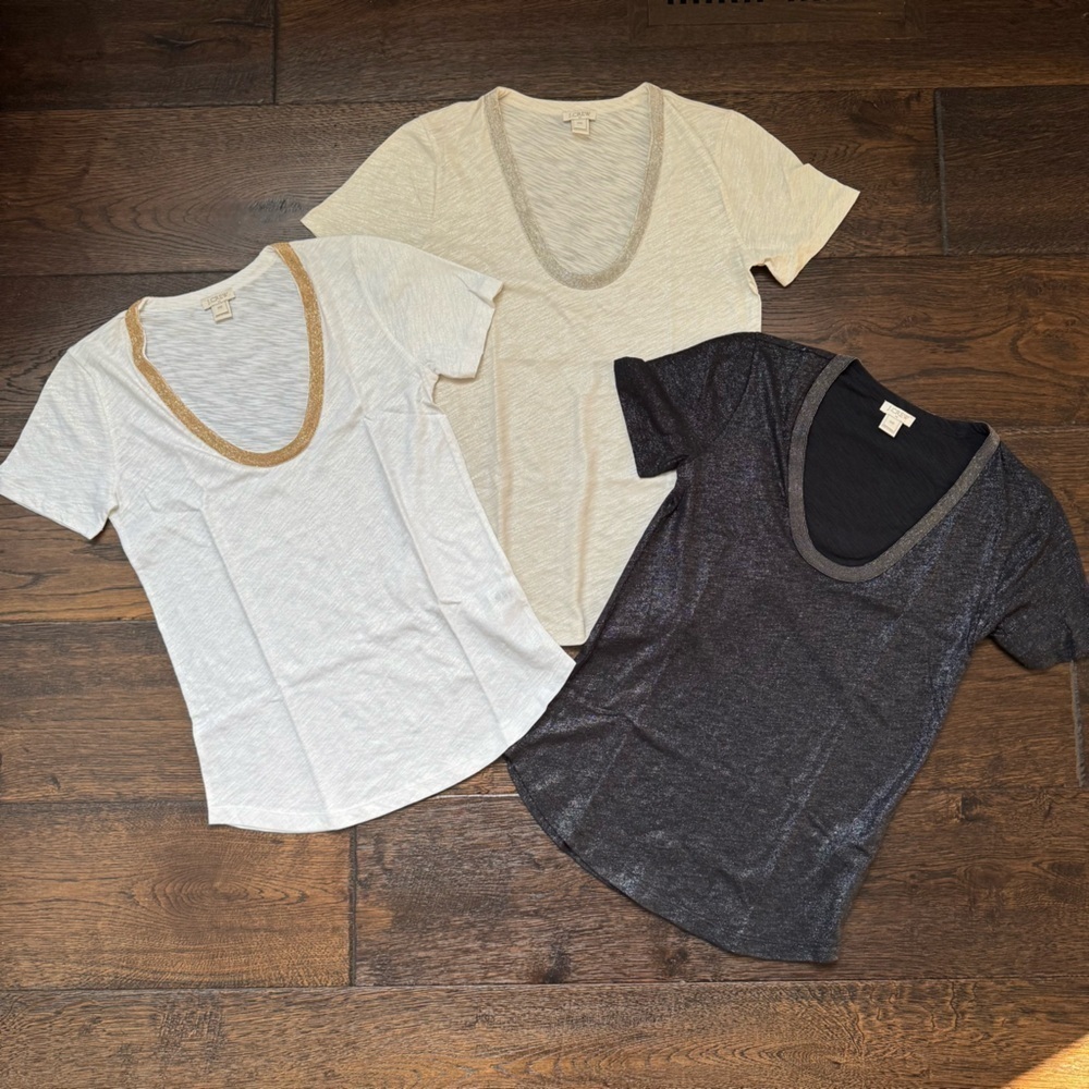 J. Crew Women's Beaded Scoop Neck Tops - Set of 3